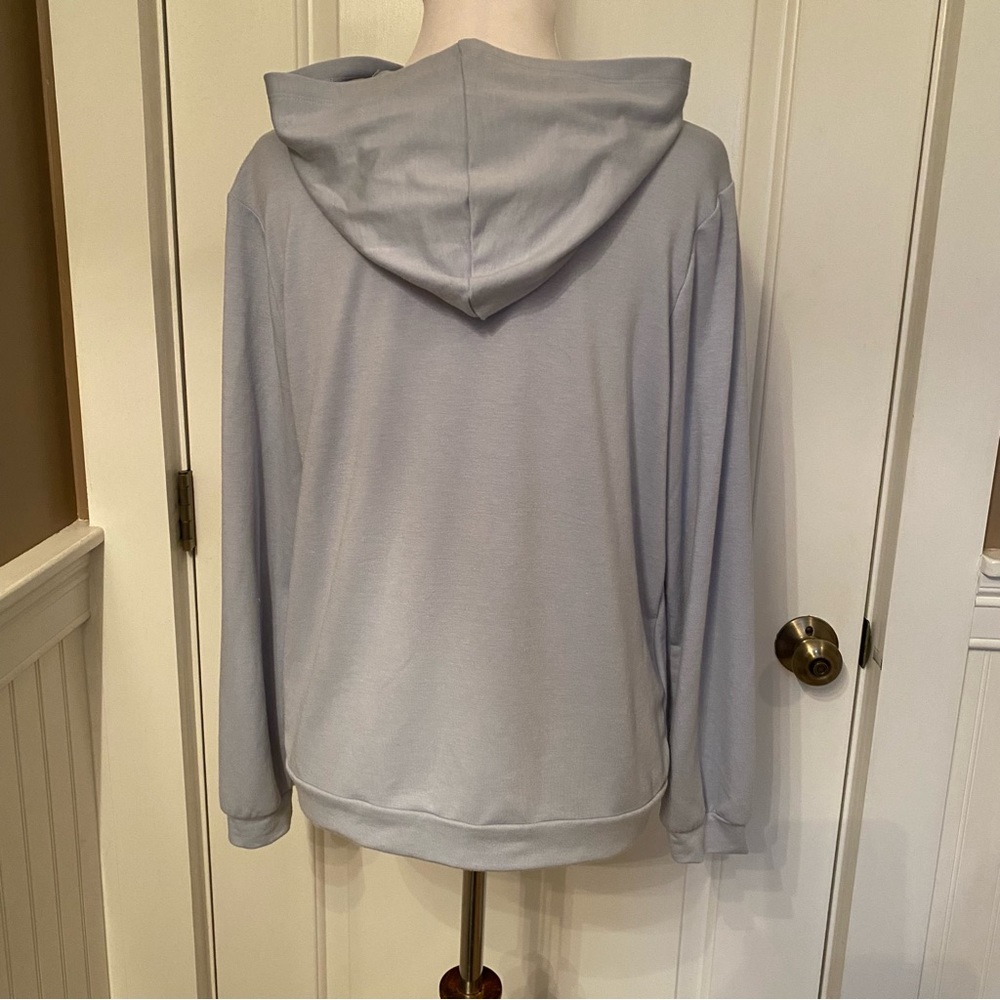 FOR THE REPUBLIC TOP HOODIE SWEATSHIRT LIGHT BLUE LIGHTWEIGHT KANGAROO POCKET S - Picture 7 of 10